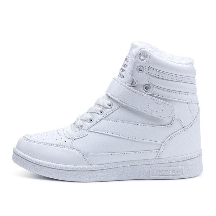 White Shoes Women'S Inner Heightening Lace-Up Casual Shoes High-Top Warm