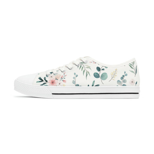 White and Green Women's Low Top Sneakers- FORHERA DESIGN