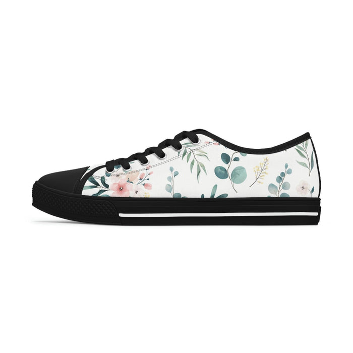 White and Green Women's Low Top Sneakers- FORHERA DESIGN