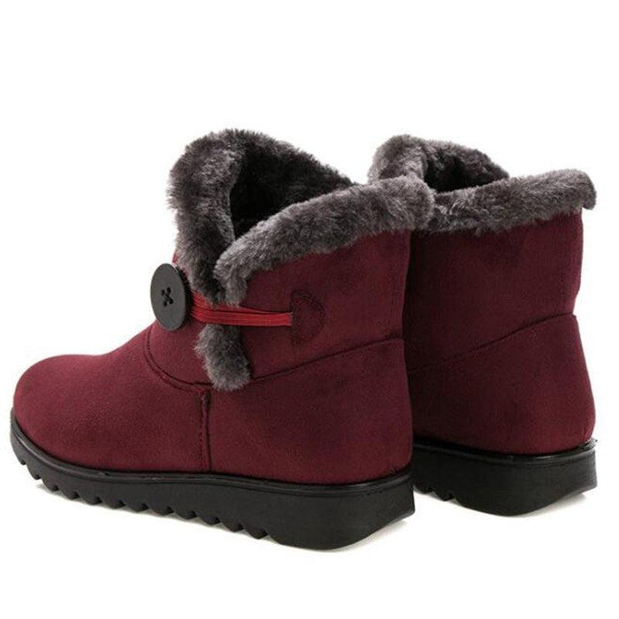Winter Women Boots Flock Warm Ankle Snow Boots Platform Shoes Woman Slip On Flats Button