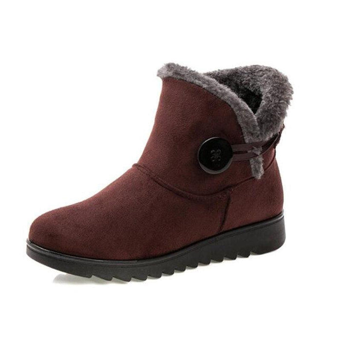 Winter Women Boots Flock Warm Ankle Snow Boots 2023 Platform Shoes Woman Slip On Flats Button