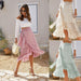 Woman Skirts High Waist Fashion Long Black Knotted Tied Wrap Floral Ruffle Chiffon - Spring Summer Clothes
