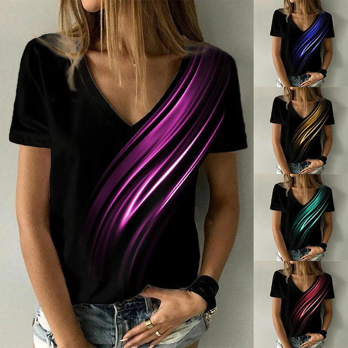 Women's Abstract Painting T-shirt V-neck