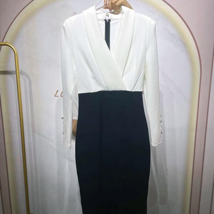 Women's Celebrity Temperament Dress Long Sleeve Slim Skirt