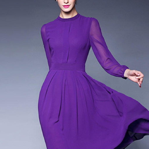 Women's Chiffon Long-sleeved Dress