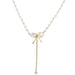 Women's Fashion Bow Crystal Tassel Pearl Pendant Necklace