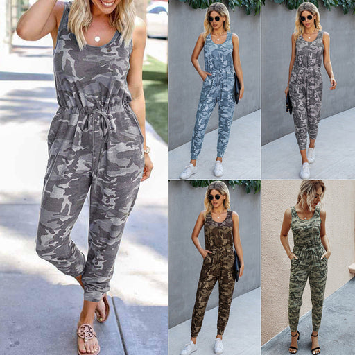 Women's Fashion Camouflage Printing Vest Jumpsuit