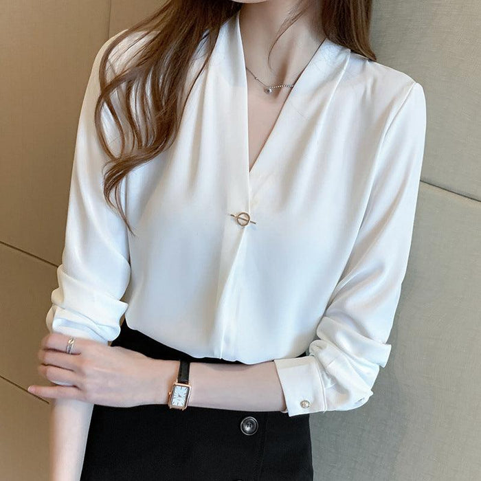 Women's Fashion Casual V-neck Long-sleeved Tops