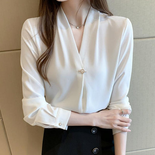 Women's Fashion Casual V-neck Long-sleeved Tops