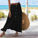 Women's Fashion Cotton Linen A-Line Hip Mid Waist Long Skirt