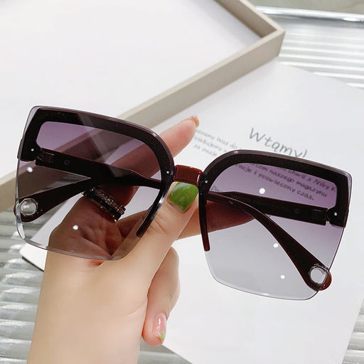 Women's Fashion Large Square Rimless Sunglasses