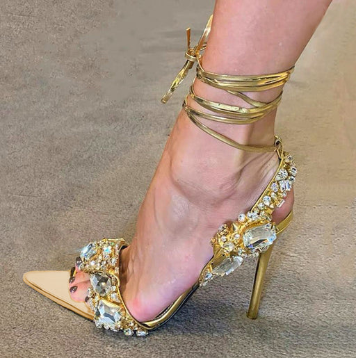 Women's Fashion Rhinestone Heeled Sandals