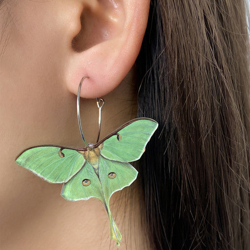 Women's Fashion Simple Acrylic Green Butterfly Moth Earrings