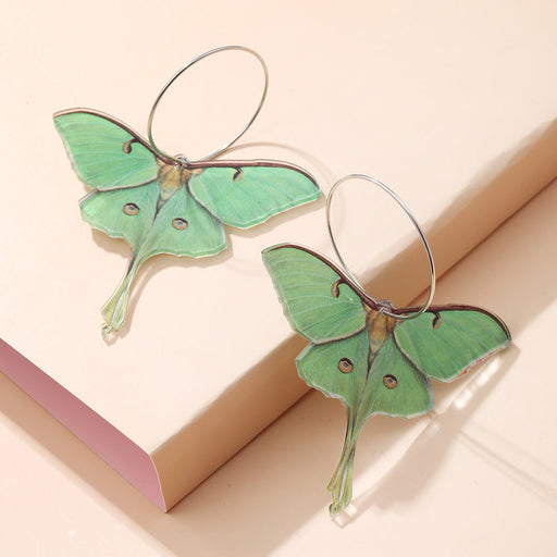 Women's Fashion Simple Acrylic Green Butterfly Moth Earrings