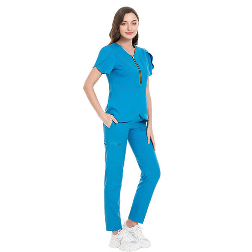 Women's Fashion Slim Fit Nurses' Uniform Short Sleeve Pants Suit