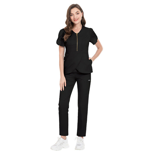 Women's Fashion Slim Fit Nurses' Uniform Short Sleeve Pants Suit