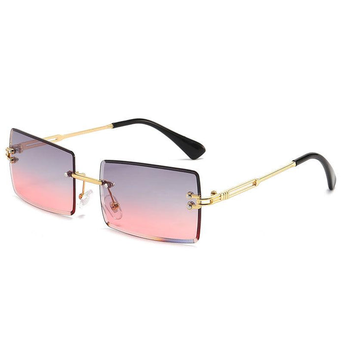 Women's Fashionable Rimless Cut Edge Gradient Color Sunglasses