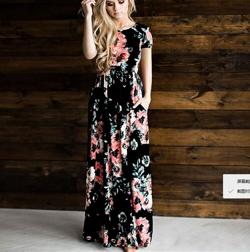 Women's Flower Printing Maxi Dress