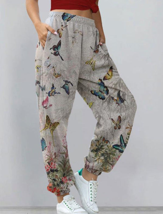 Women's Harem Pants Print Yoga Boho Sports Trousers With Pockets