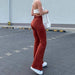 Women's High-waist Elastic Lace-up Solid Color Trousers