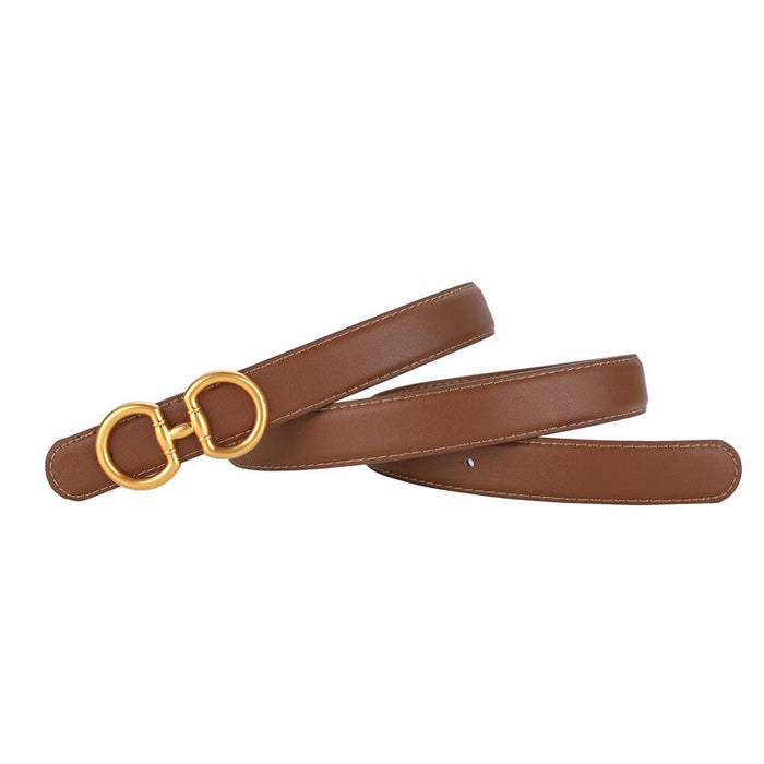 Women's Leather Smooth Buckle Belt