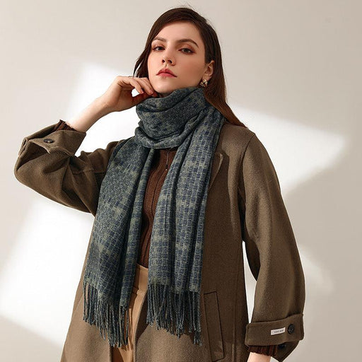 Women's New Thickened Warm Tassel Plaid Cashmere Scarves