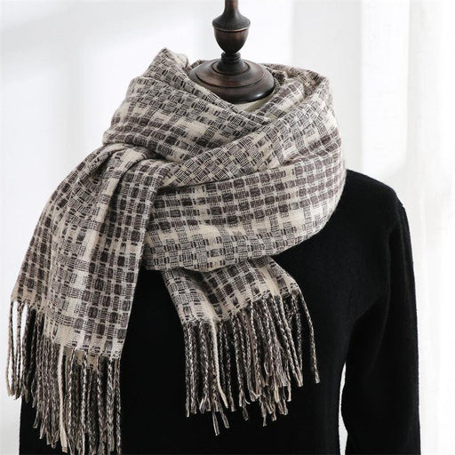 Women's New Thickened Warm Tassel Plaid Cashmere Scarves