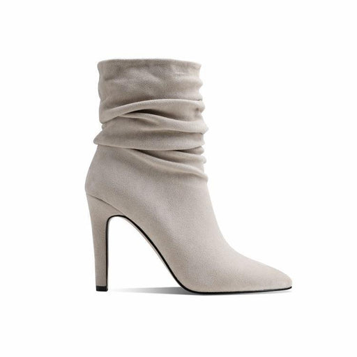 Women's Plus Size Pleated Pile Stiletto High Heel Ankle Boots