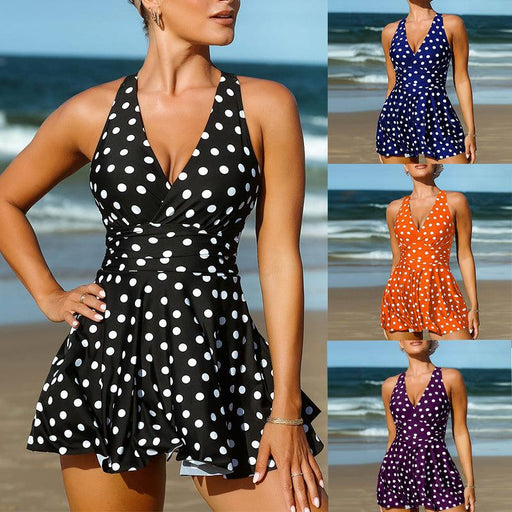 Women's Polka Dot Print Plus Size Swimwear Kini