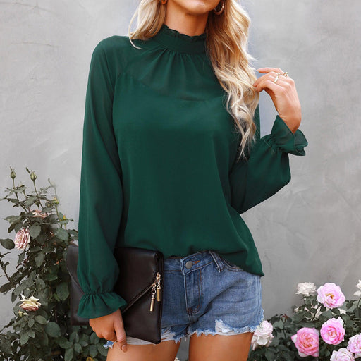 Women's Solid Color Loose Pullover Long Sleeve T-Shirt