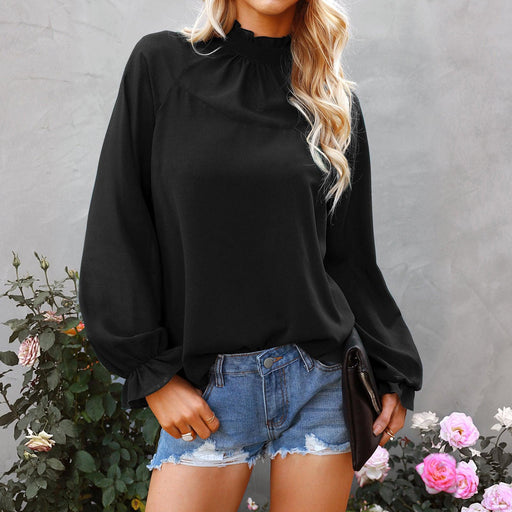 Women's Solid Color Loose Pullover Long Sleeve T-Shirt