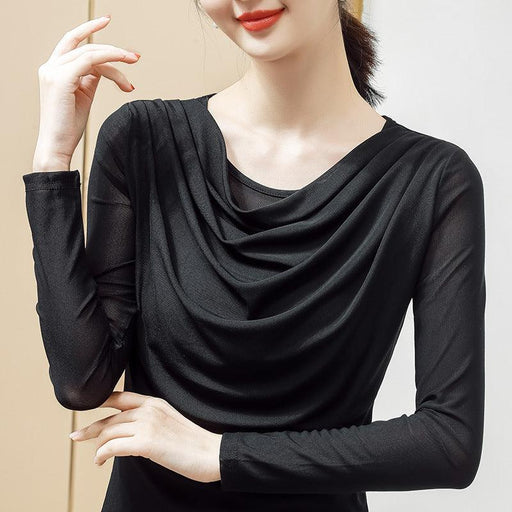 Women's Solid Color Pleated Bottoming Shirt T-shirt