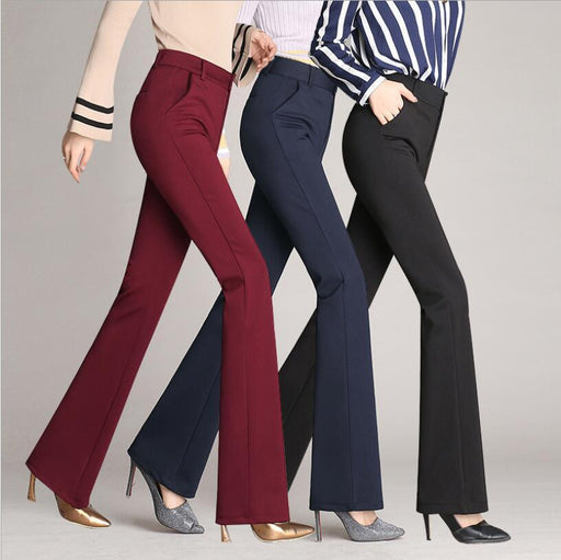 Women's Straight High Waist Work Pants Trousers
