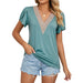 Women's Temperament Fashion Lace V-neck Short-sleeved Tops
