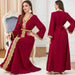 Women's Temperament Fashion Solid Color Stitching Embroidery Long-sleeved Dress