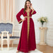 Women's Temperament Fashion Solid Color Stitching Embroidery Long-sleeved Dress