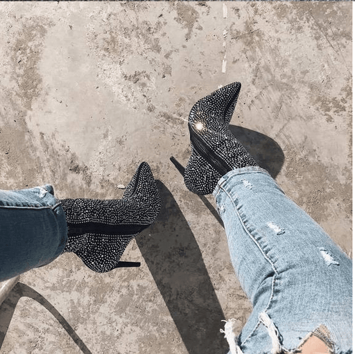 Women's boots pointed rhinestone high heel boots autumn and winter women's shoes