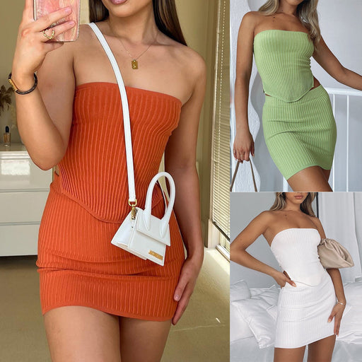 Womens Suit Sexy Summer Two Piece Outfits Crop Tops Bodycon Skirt Sets Mini Dress