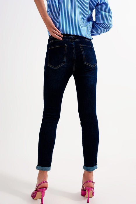 Skinny Fit Jeans Dark Blue Wash