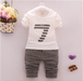 spring and autumn new boys and girls zipper striped trousers suit children's suit
