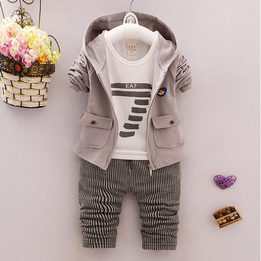 spring and autumn new boys and girls zipper striped trousers suit children's suit